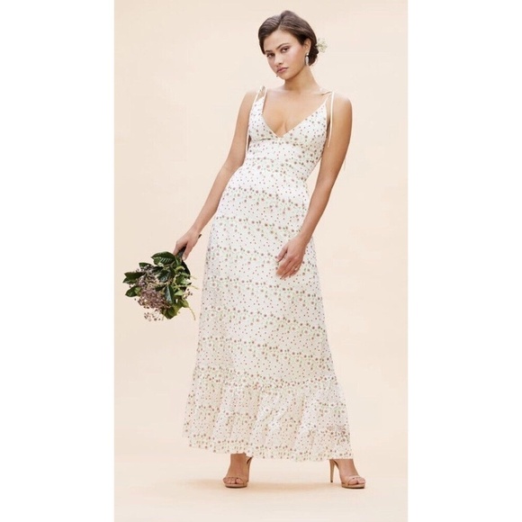 DRESS THE POPULATION Sunny Floral Embroidered Dress Prom Wedding Guest Small - Picture 1 of 16